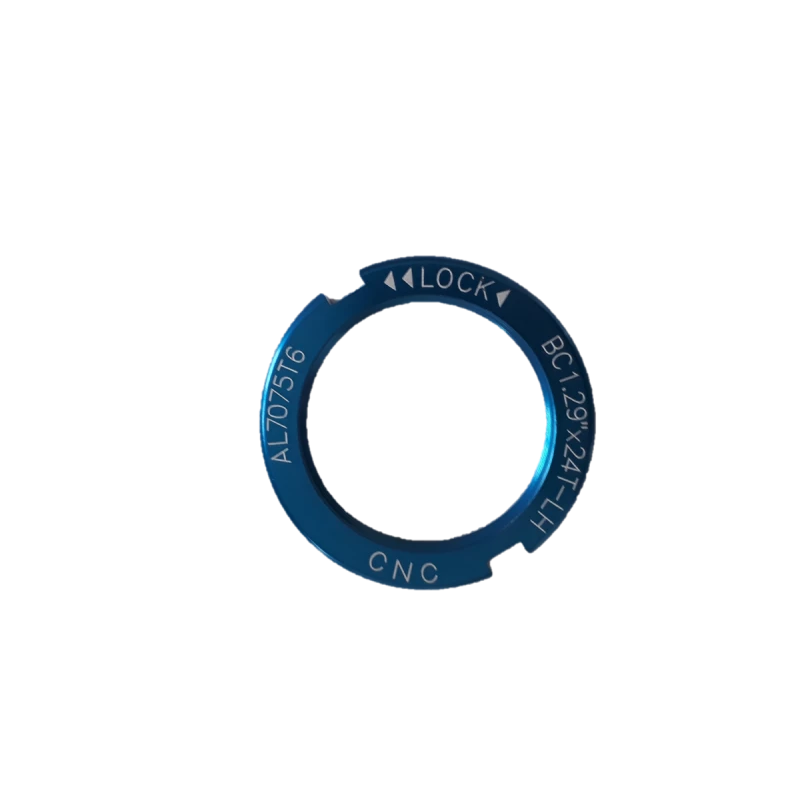 Contre écrou Pignon Fixe BC1.29"x24T CNC Alu Bleu 1 Contre écrou Pignon Fixe BC1.29"x24T CNC Alu Bleu